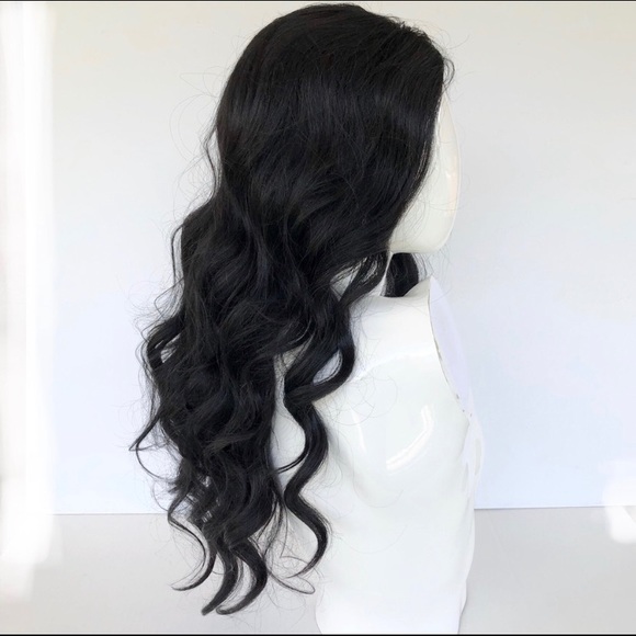 Long Wavey 24” Face Front wig in Black main image 6